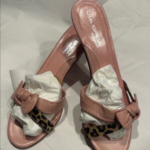 Via Spiga Pink and Leopard Print Sandals